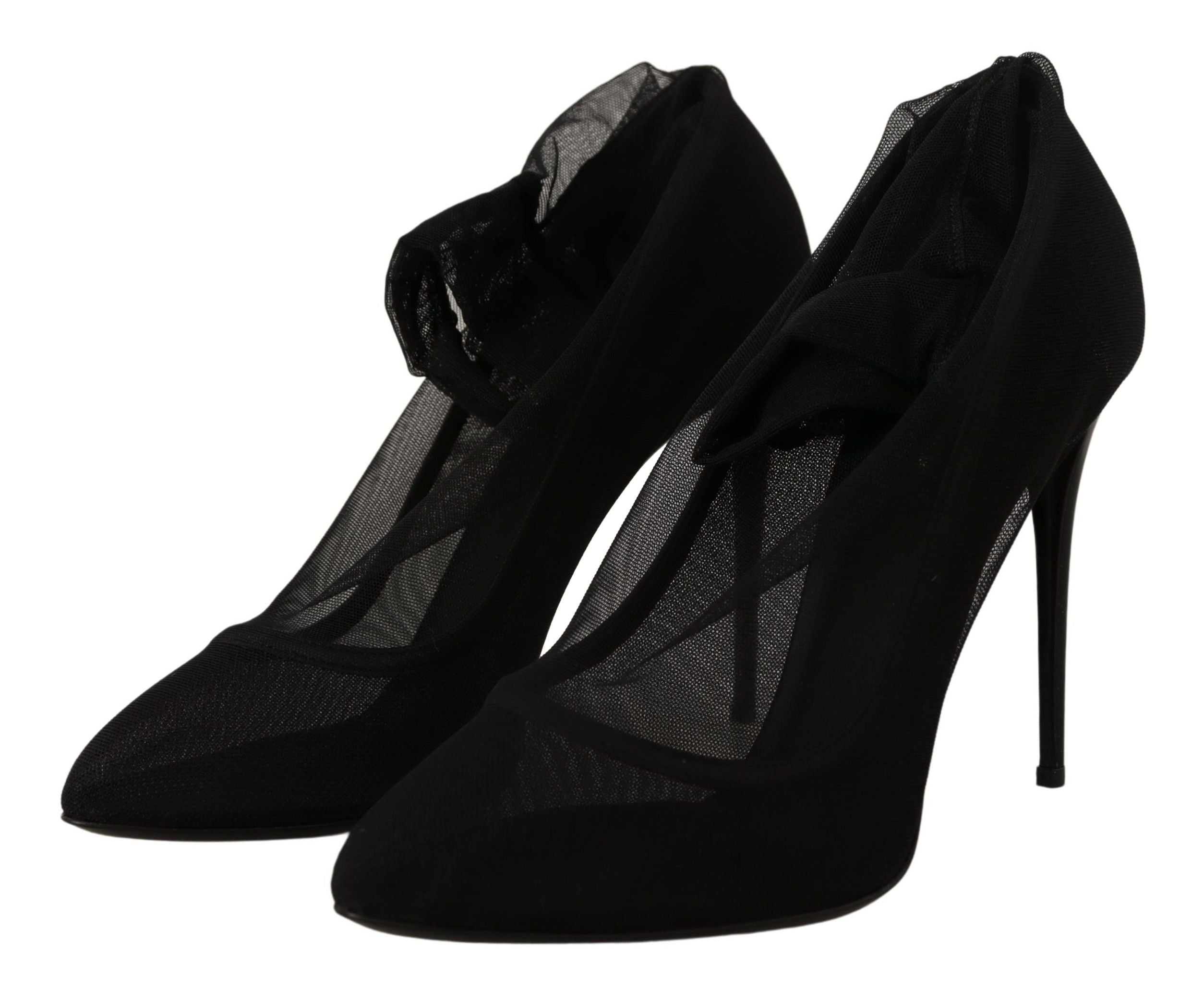 Svarta tyllstövlar med stretch och pumps