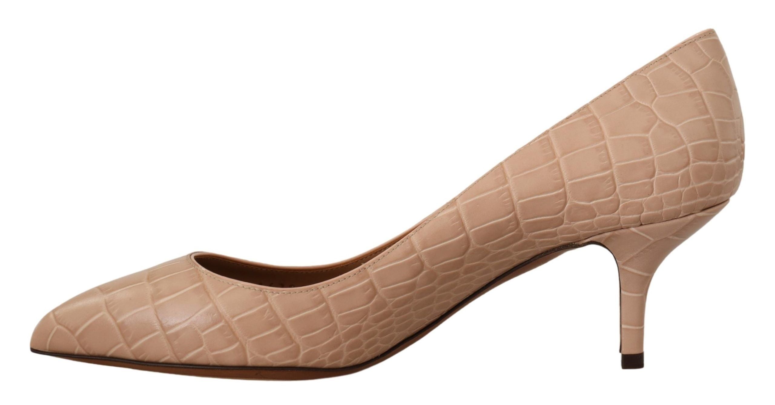 Beige Läder Spetsiga Pumps Skor