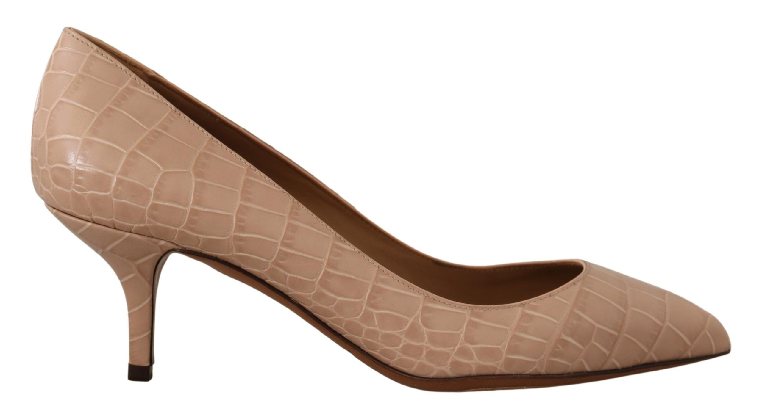Beige Läder Spetsiga Pumps Skor