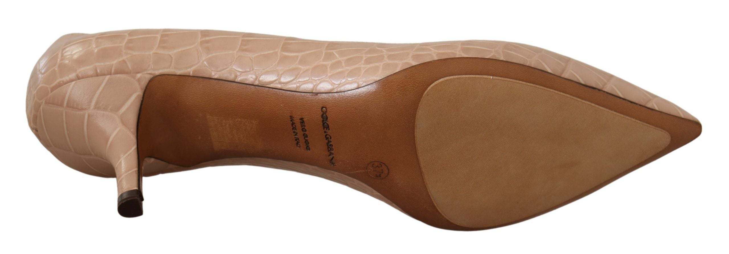 Beige Läder Spetsiga Pumps Skor