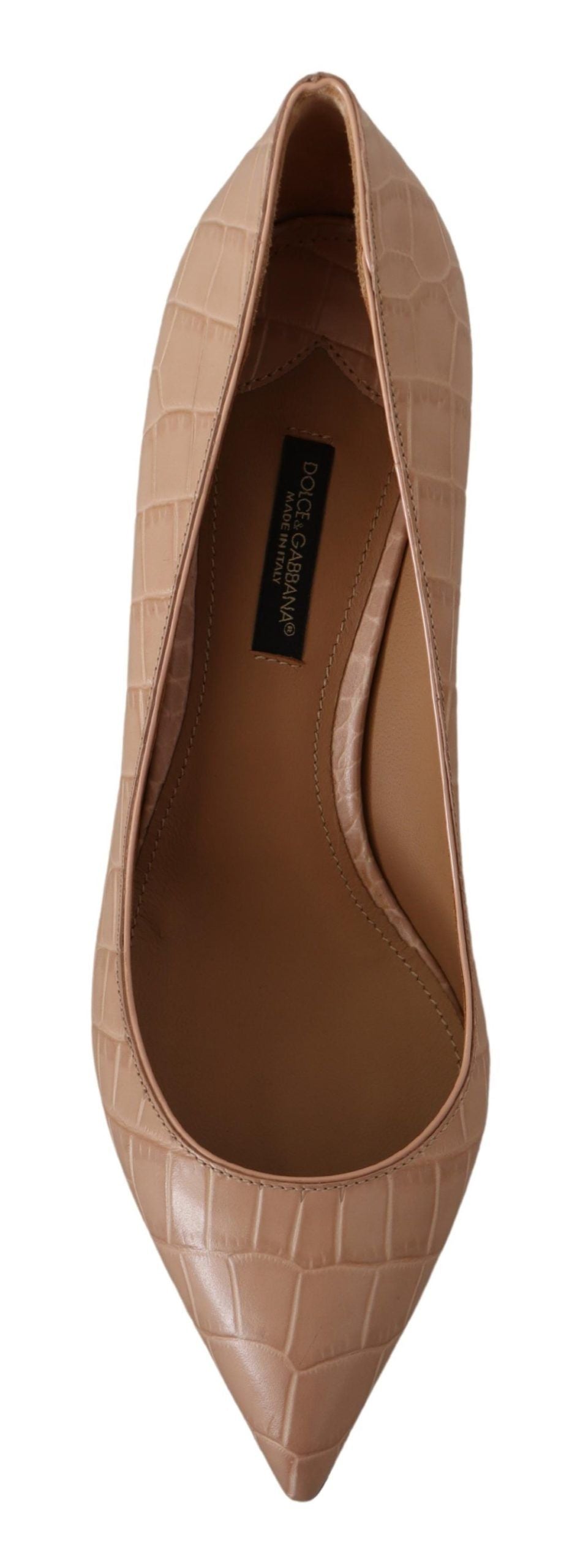 Beige Läder Spetsiga Pumps Skor