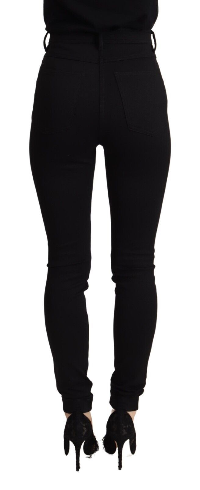 Svarta skinny slim fit-byxor med hög midja