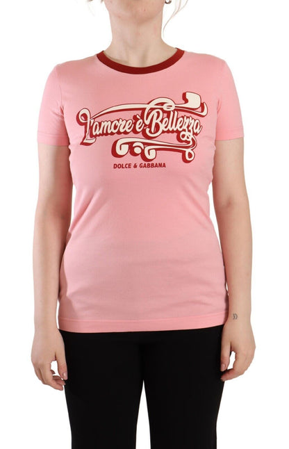 Dolce &amp; Gabbana Rosa bomulls-t-shirt med korta ärmar och rund halsringning