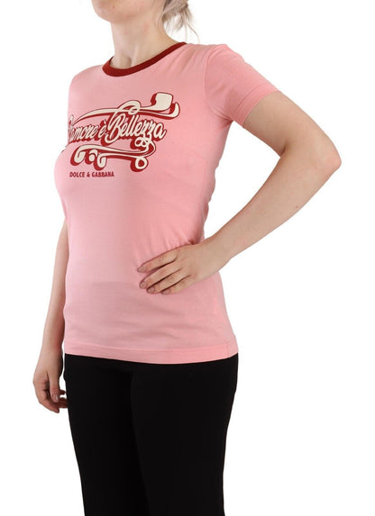 Dolce &amp; Gabbana Rosa bomulls-t-shirt med korta ärmar och rund halsringning