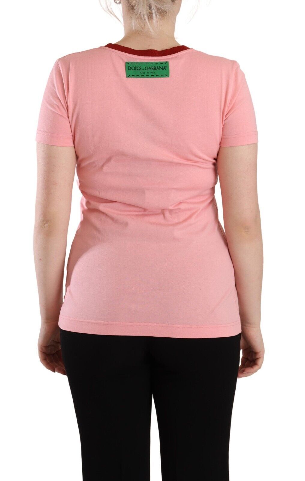 Dolce &amp; Gabbana Rosa bomulls-t-shirt med korta ärmar och rund halsringning