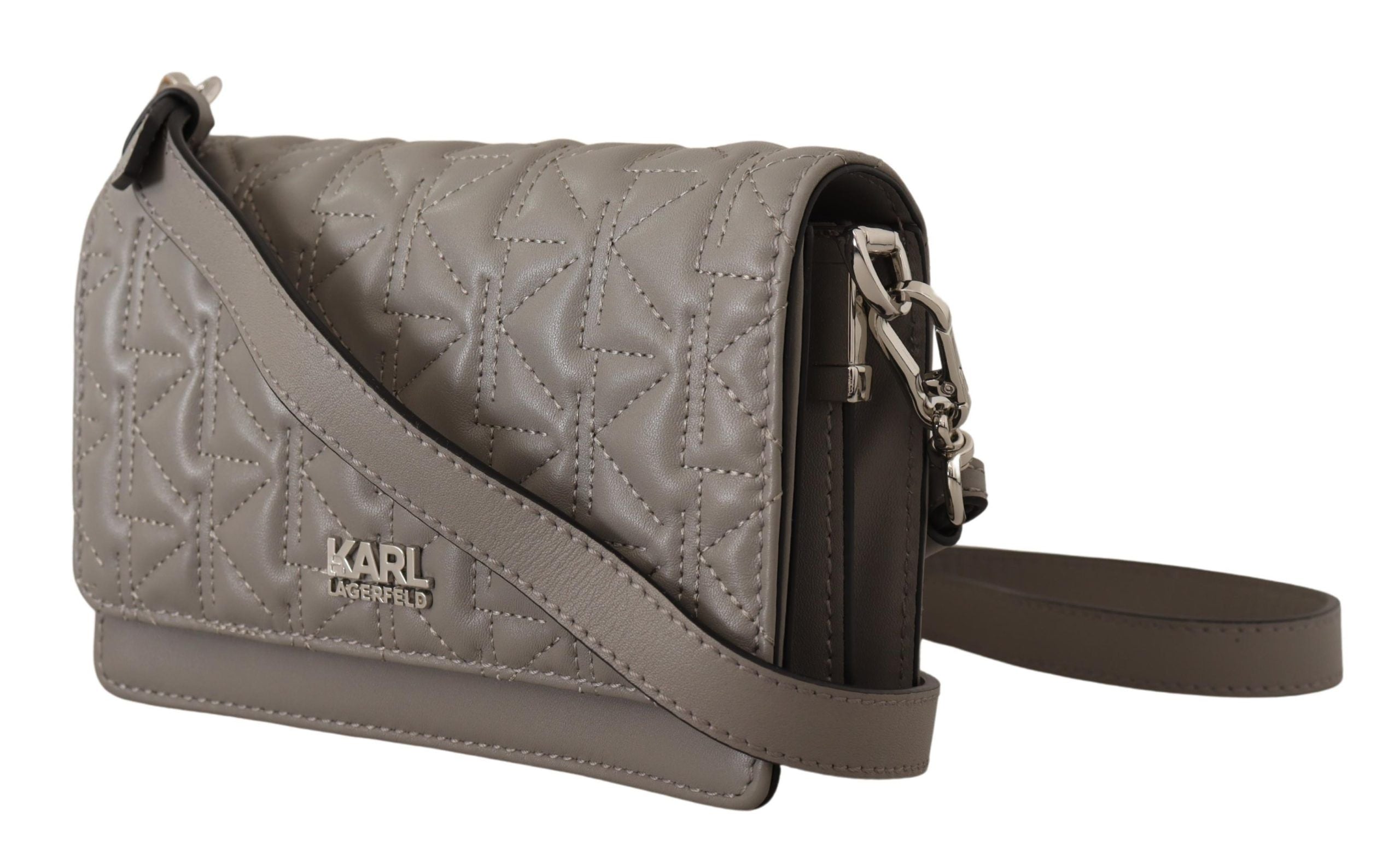 Elegant grå crossbody-veske i skinn