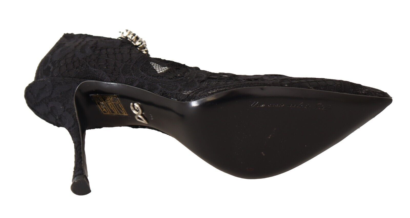 Svarta Spetskristallklackade Mary Jane Pumps Skor