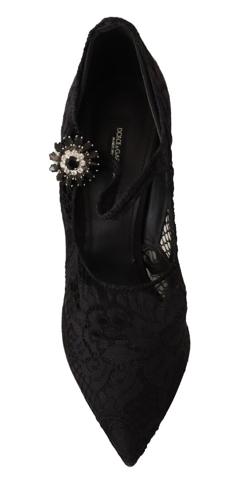 Svarta Spetskristallklackade Mary Jane Pumps Skor
