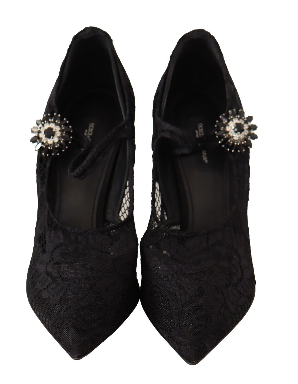 Svarta Spetskristallklackade Mary Jane Pumps Skor