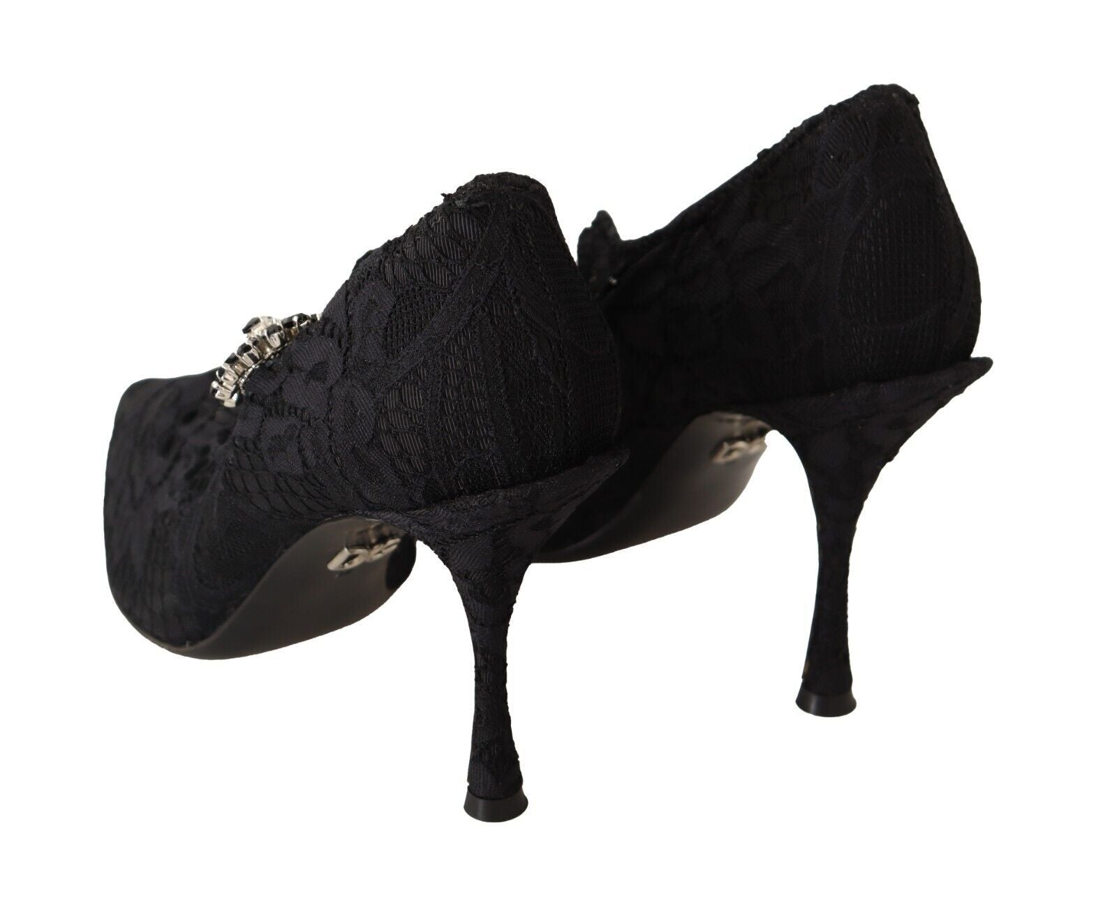 Svarta Spetskristallklackade Mary Jane Pumps Skor