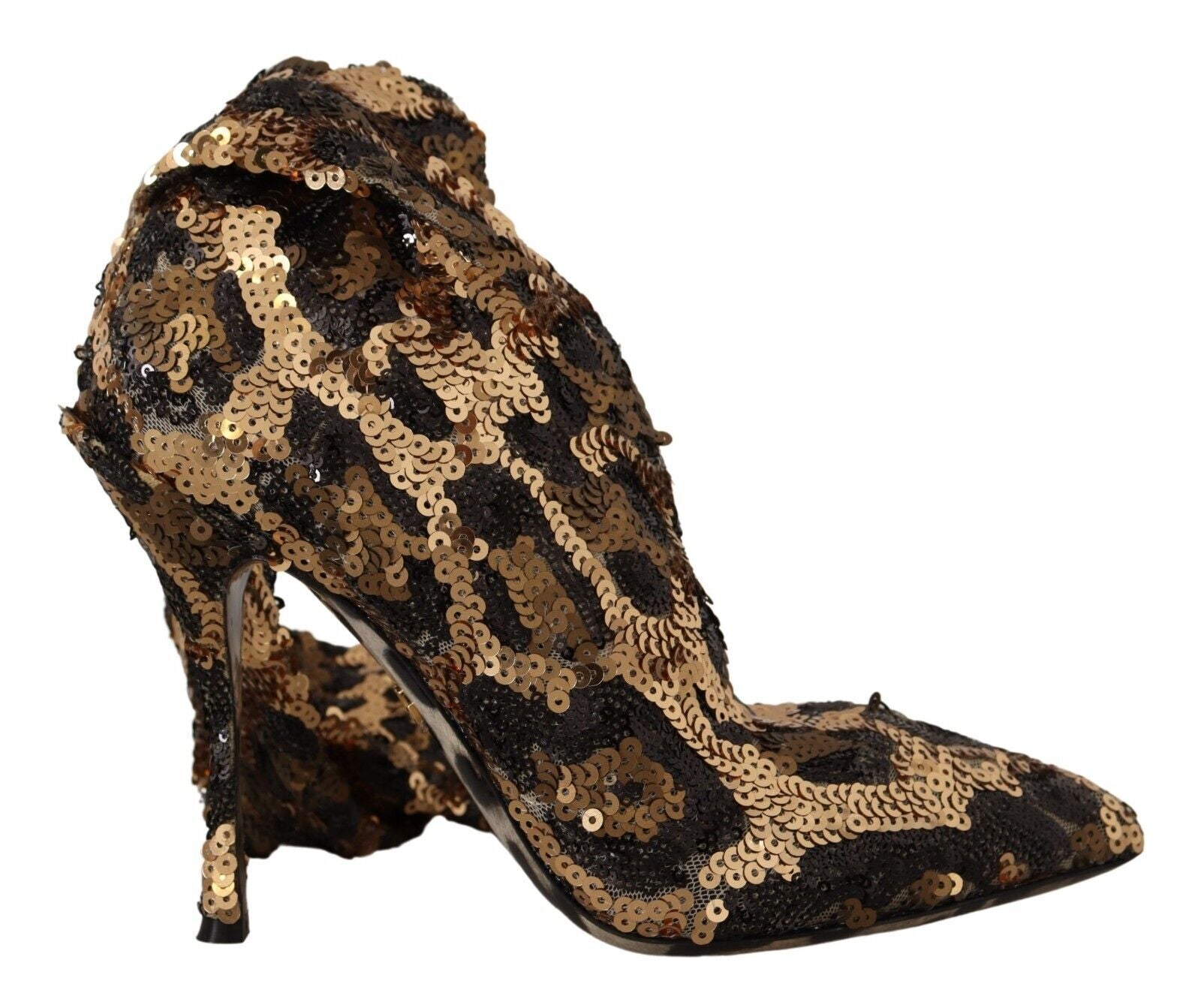 Guldfärgade Leopard Paljetter Klackar Stövlar Skor