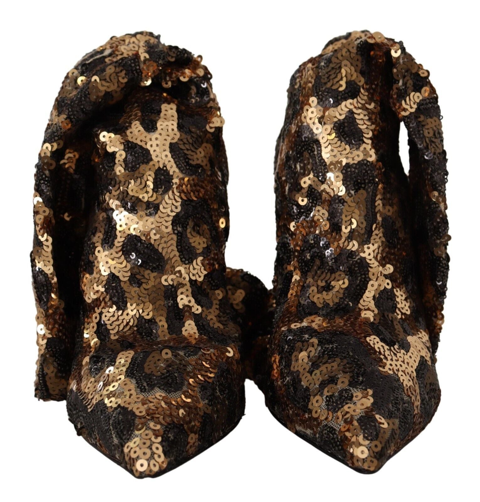 Guldfärgade Leopard Paljetter Klackar Stövlar Skor