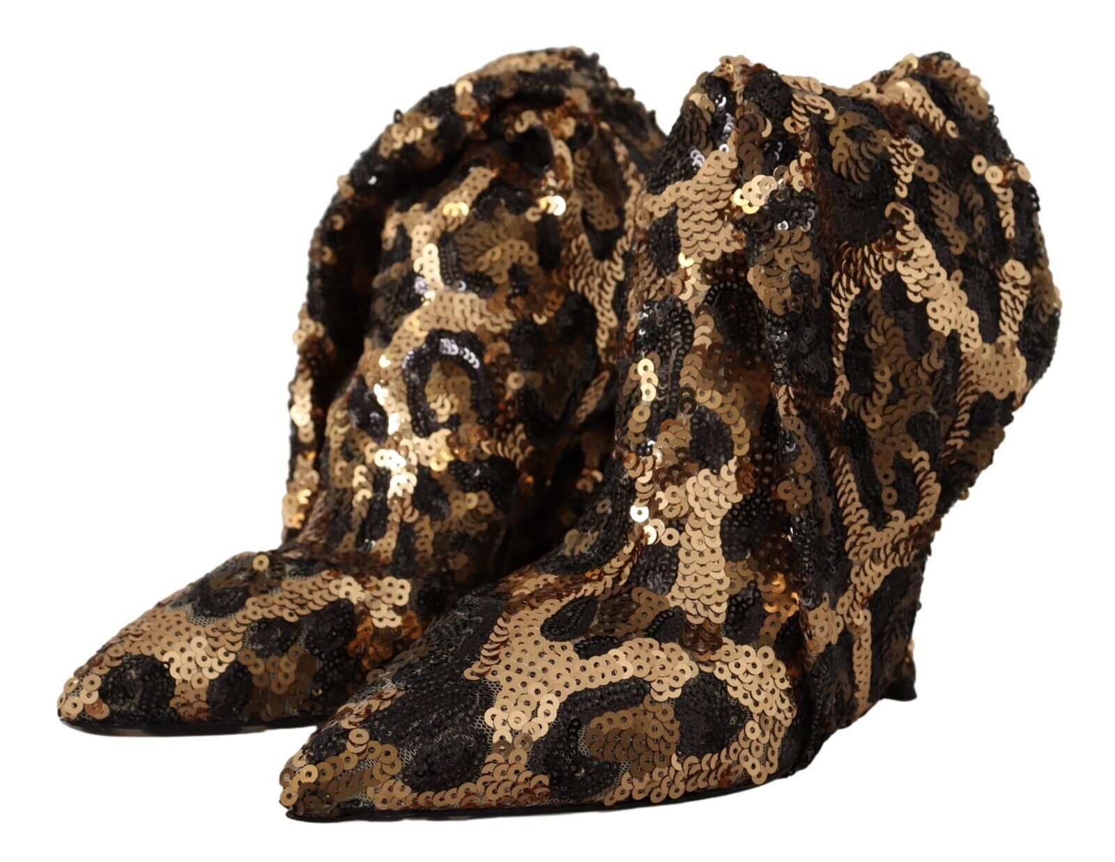 Guldfärgade Leopard Paljetter Klackar Stövlar Skor