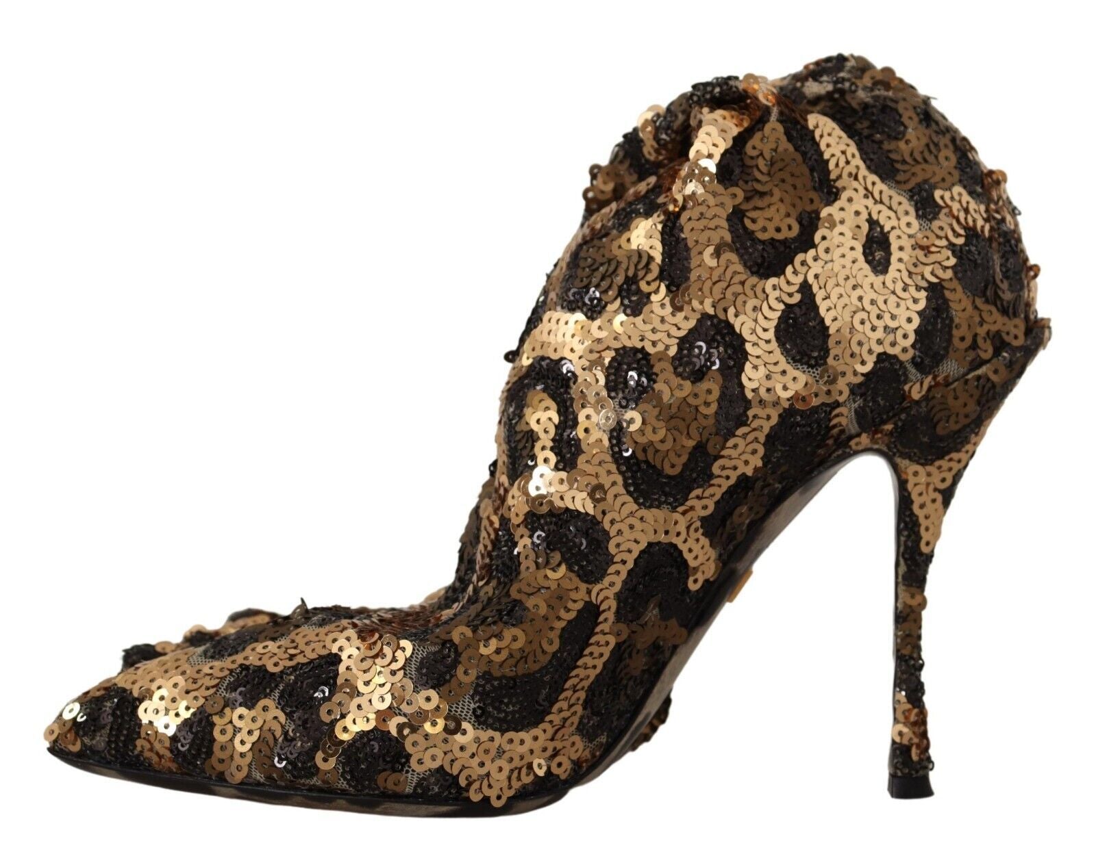 Guldfärgade Leopard Paljetter Klackar Stövlar Skor