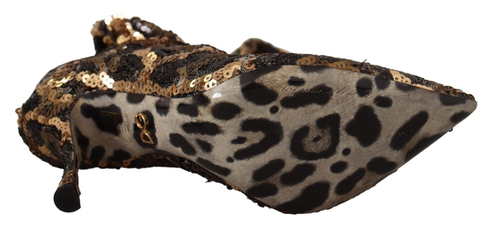 Guldfärgade Leopard Paljetter Klackar Stövlar Skor