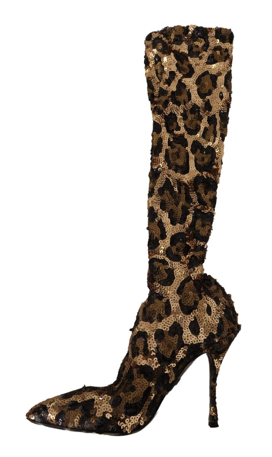 Guldfärgade Leopard Paljetter Klackar Stövlar Skor