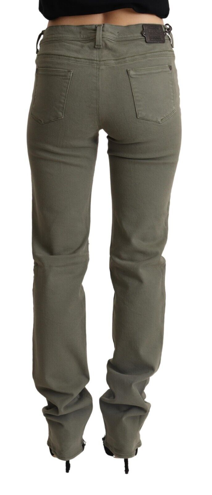 Grå skinny jeans med låg midja i bomull