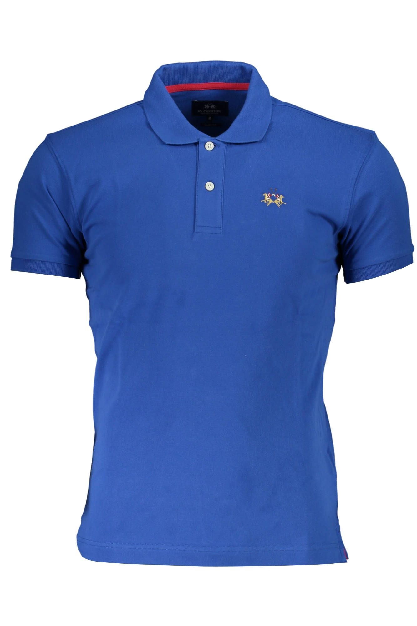Slim fit broderad pikétröja med kontrastdetaljer
