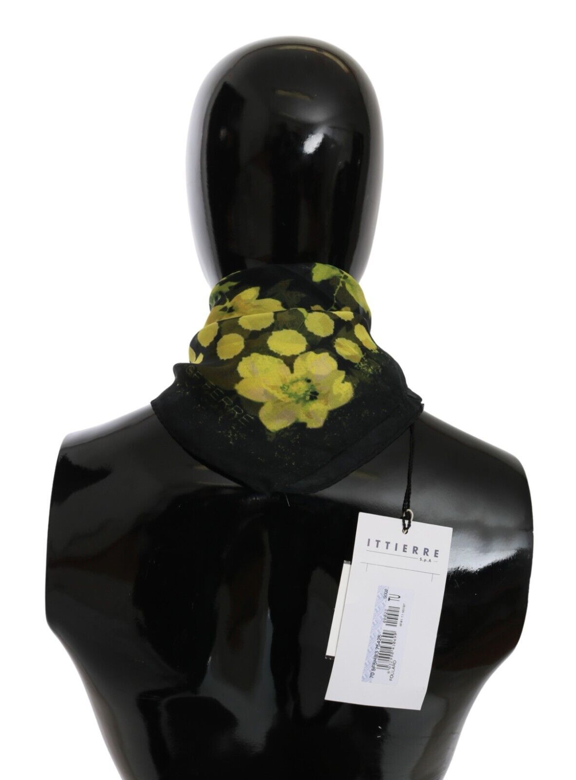 Svart Gul Blommig Omlottsjal Foulard Halsduk