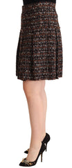Dolce & Gabbana Brown High Waist Mini A-Line Pleated Skirt