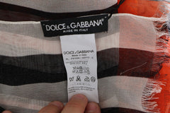 Dolce &amp; Gabbana Flerfarget Stripete Silkesjal med Frynser Skjerf