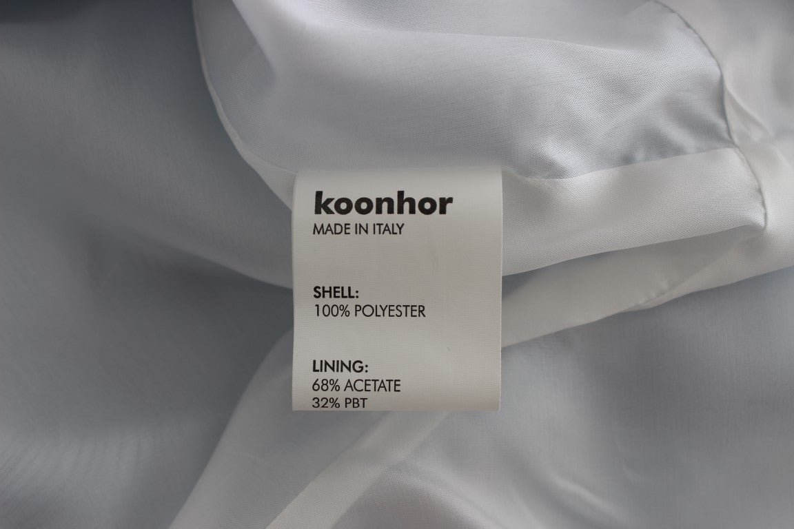 Blå rak peplum-pennkjol med freskmönster