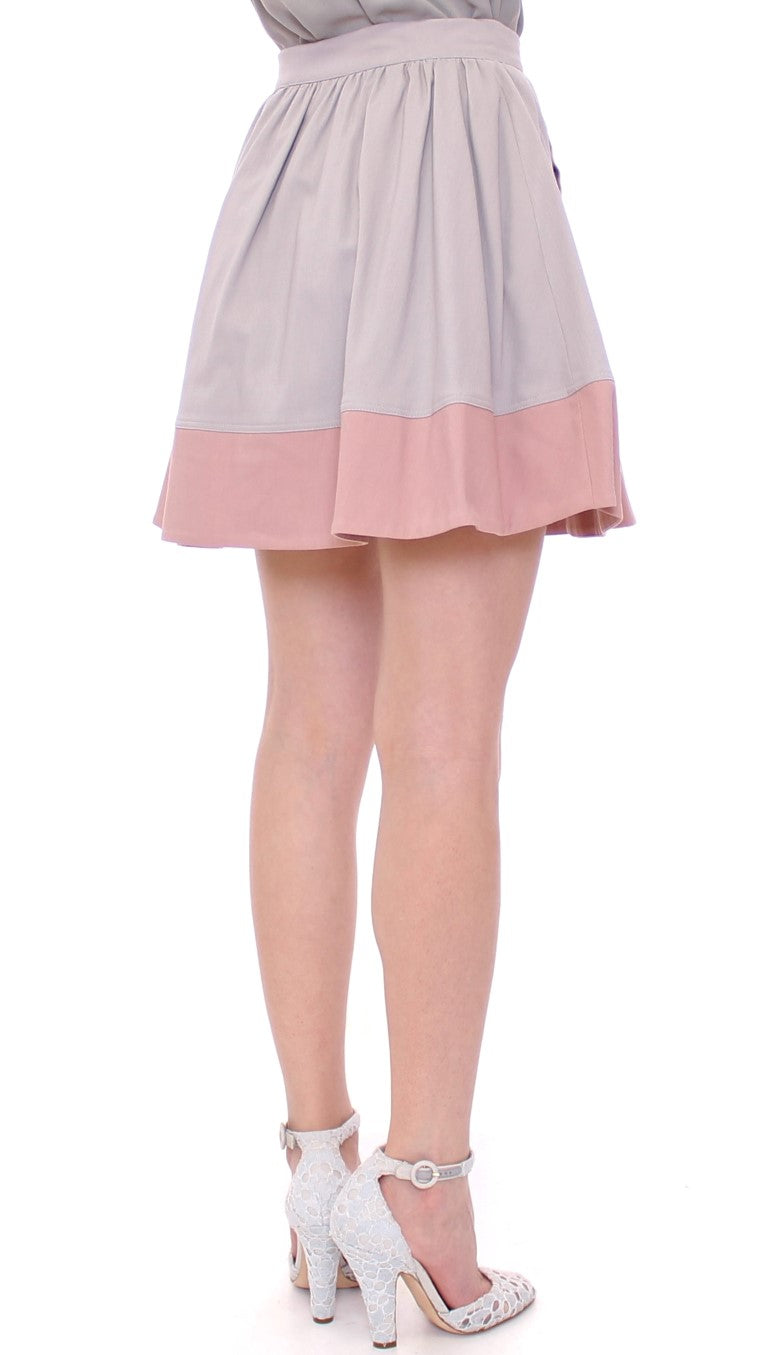 Rosa Grå Mini Kort Plisserad Kjol