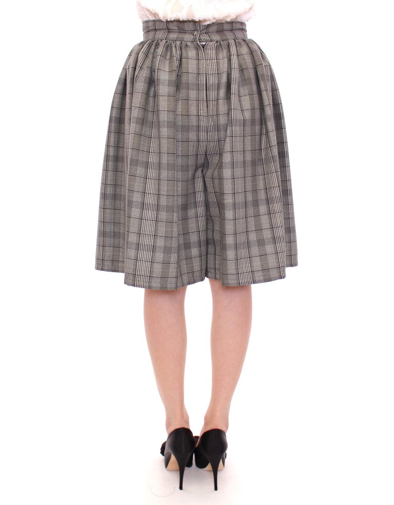 Grårutig kjol med shorts i ull