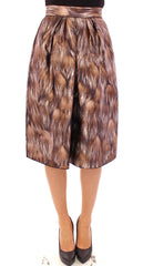 Dolce & Gabbana Brown Floral Silk Straight Full Skirt