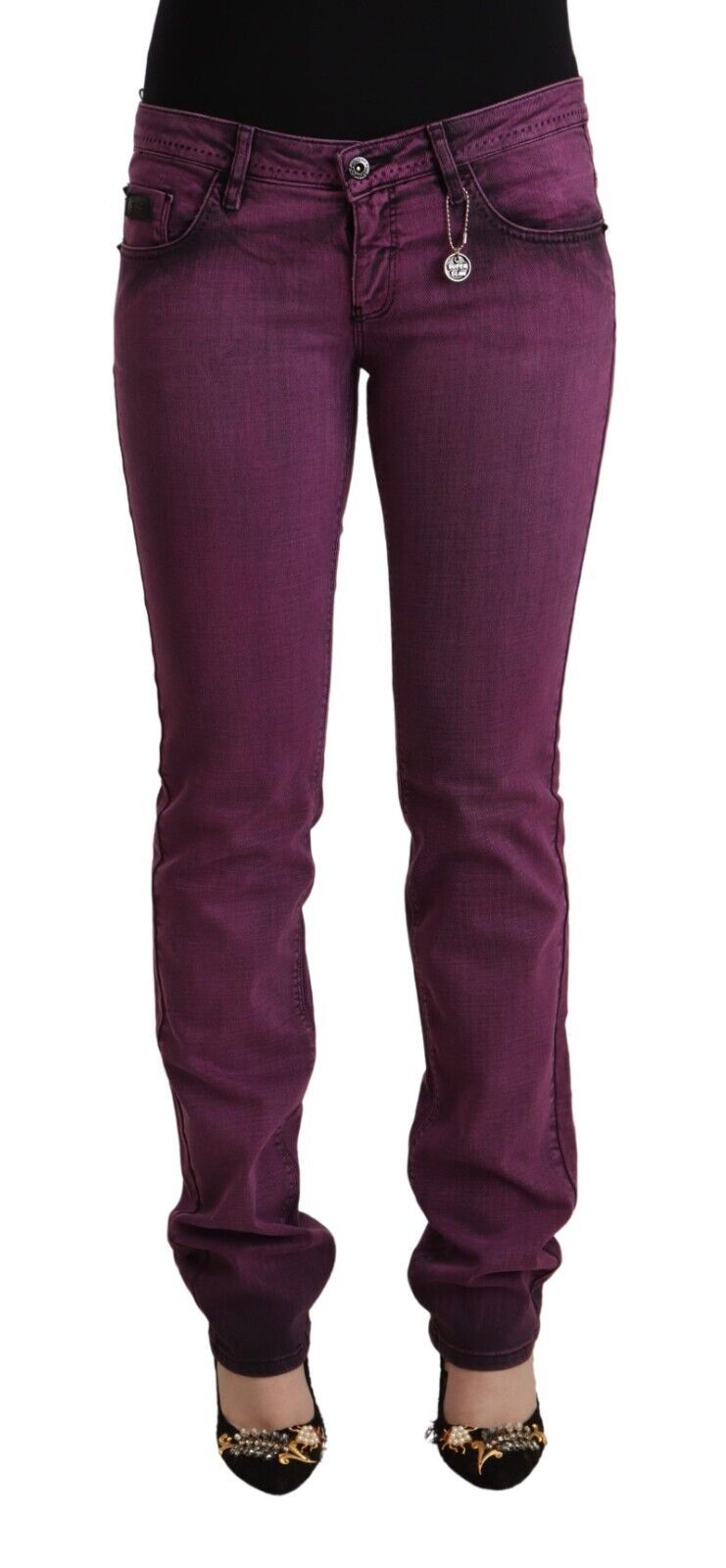 Lila bomullsstretchiga slim fit-jeans