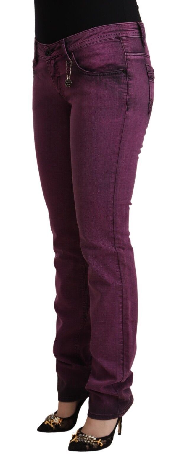 Lila bomullsstretchiga slim fit-jeans