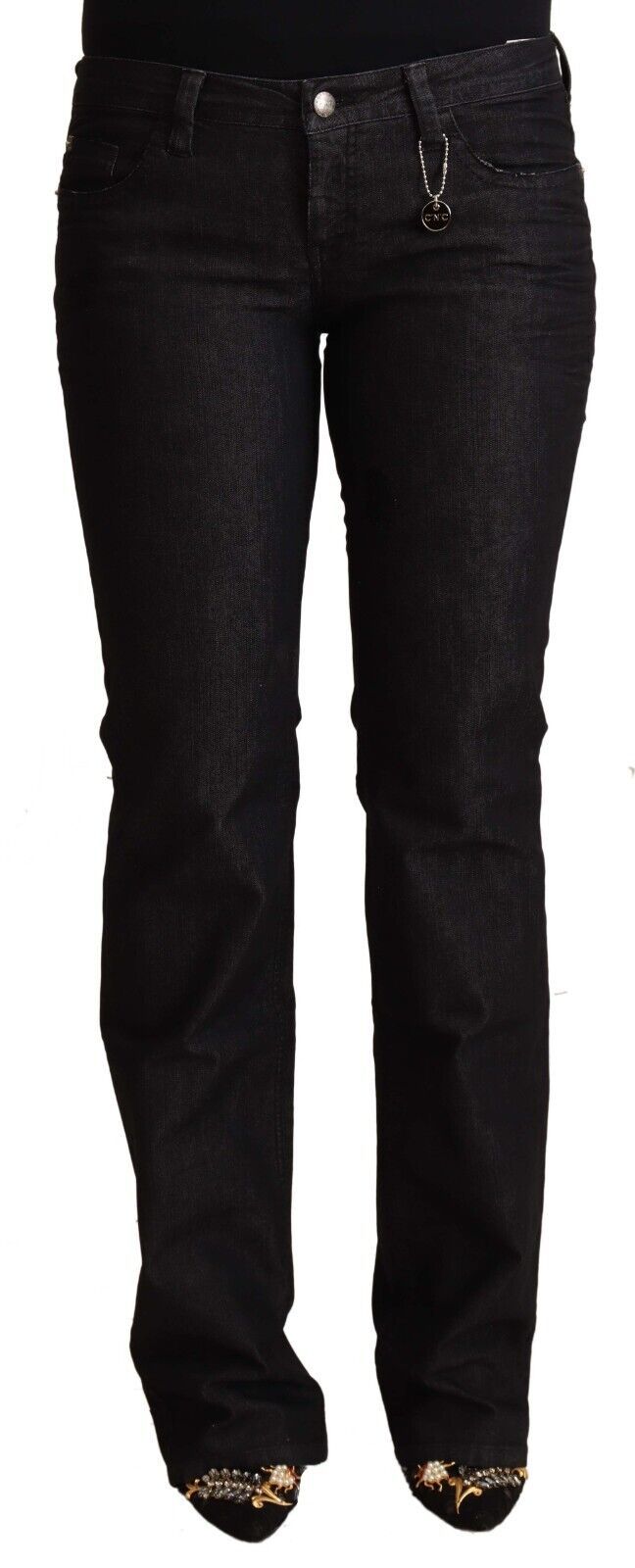 Svarta skinny jeans med låg midja i bomull
