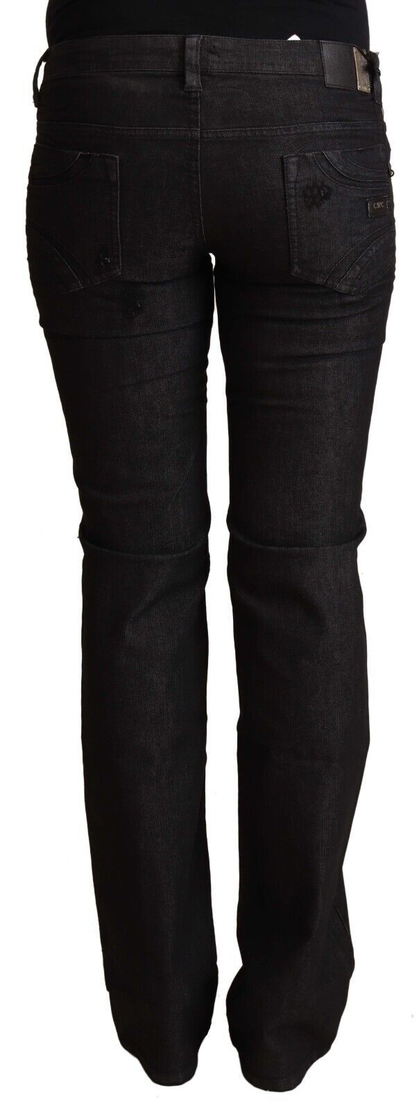 Svarta skinny jeans med låg midja i bomull