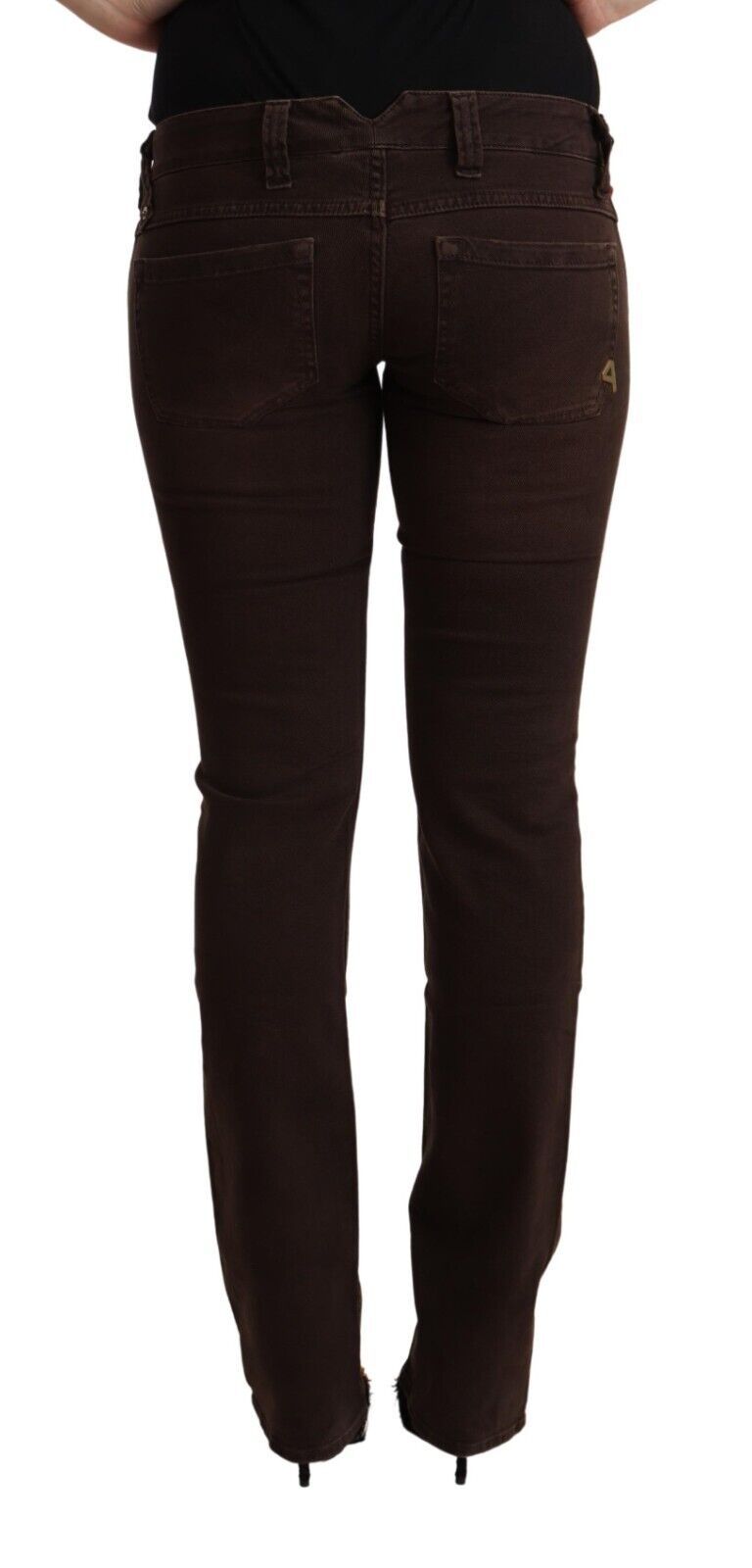 Bruna bomullsstretchiga slim fit-jeans med låg midja