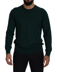 Dolce & Gabbana Green Cashmere Crewneck Pullover Sweater