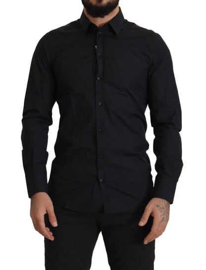 Dolce &amp; Gabbana Svart Bomull GULD Slim Fit Skjorta