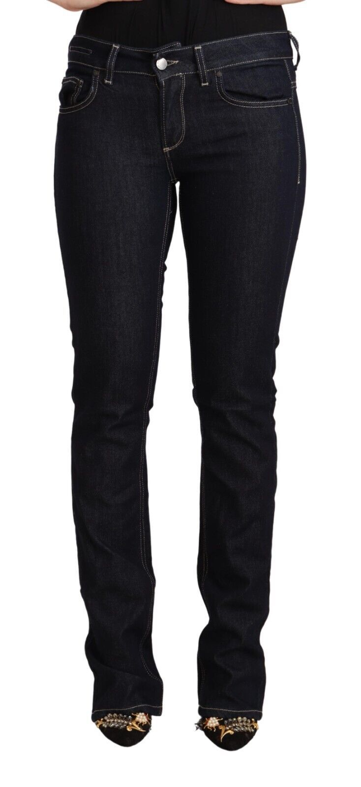 Svarta skinny jeans med låg midja i bomull och stretch