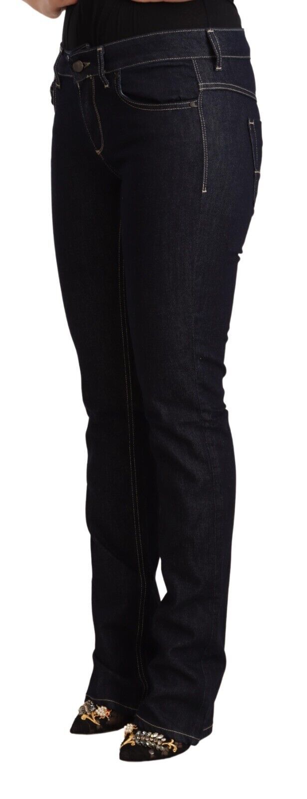 Svarta skinny jeans med låg midja i bomull och stretch