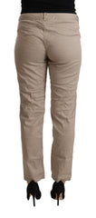 Acht Beige Tencel Mid Waist Tapered Casual Pants