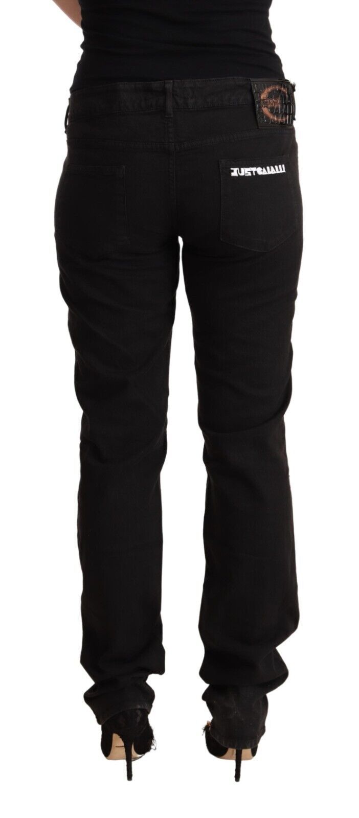 Svarta skinny jeans med medelhög midja i bomull