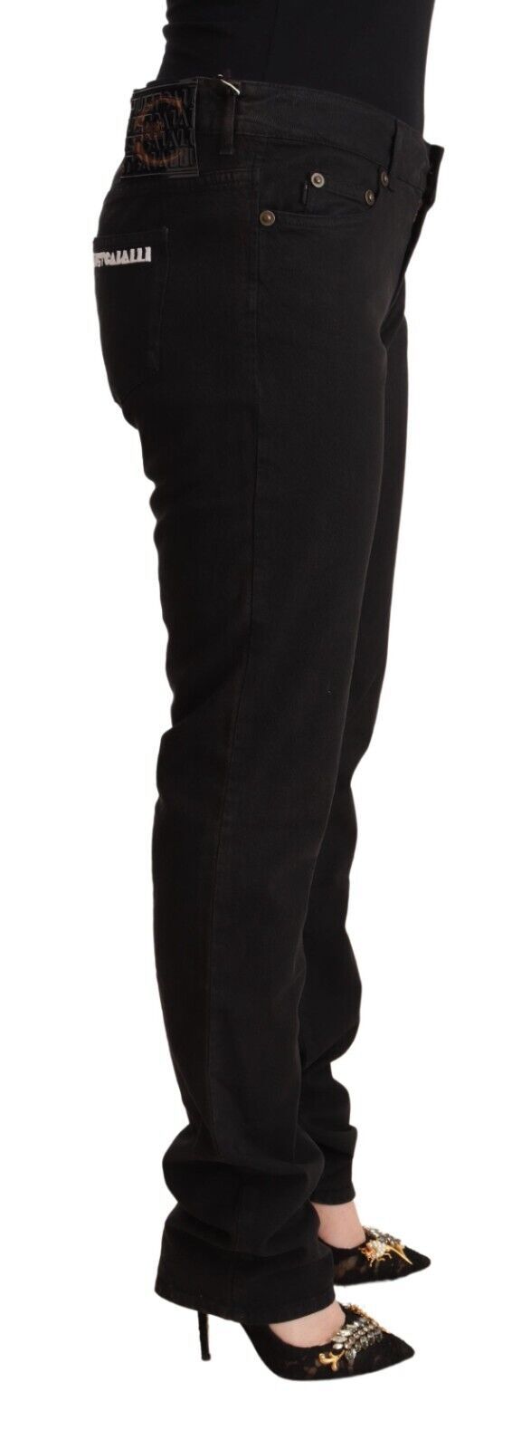 Svarta skinny jeans med medelhög midja i bomull