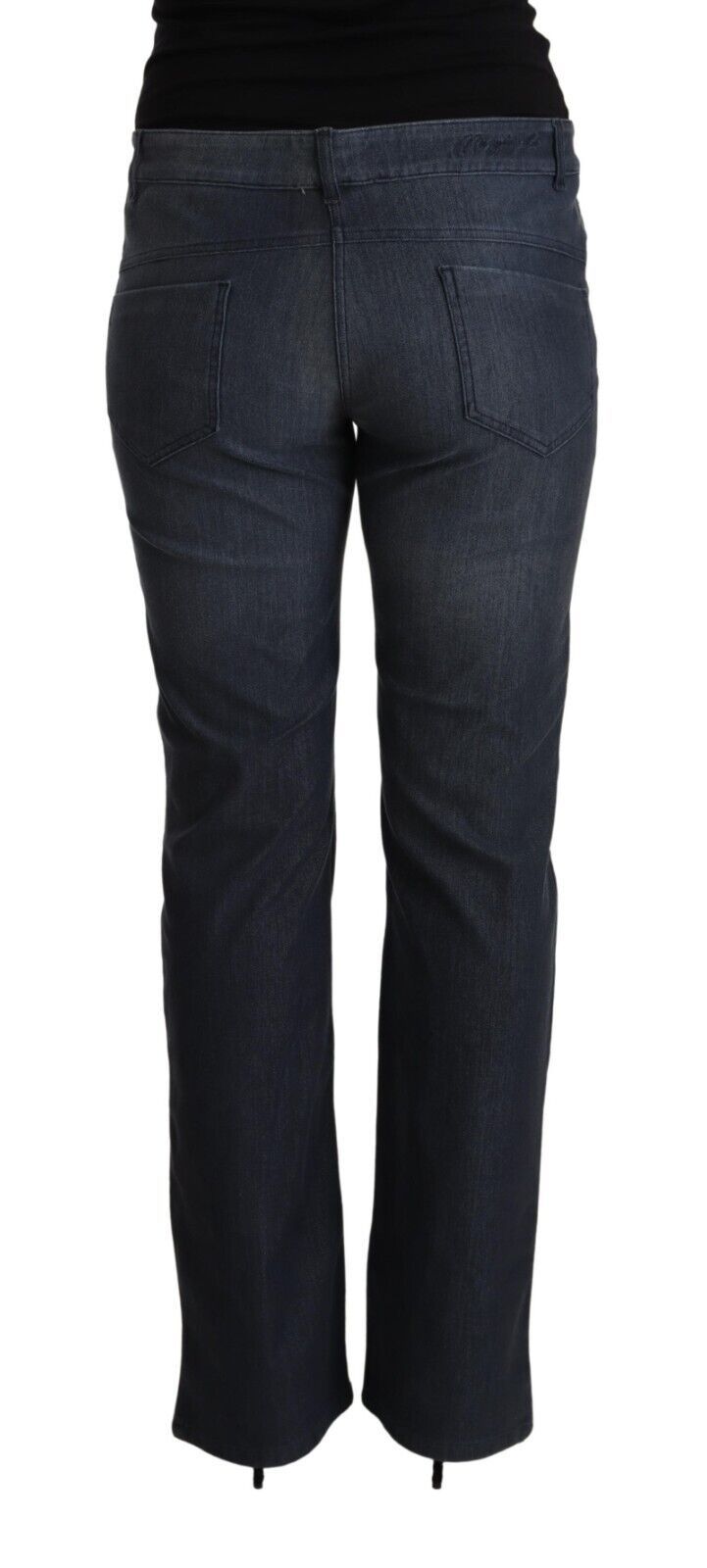 Mörkblå raka bomullsjeans