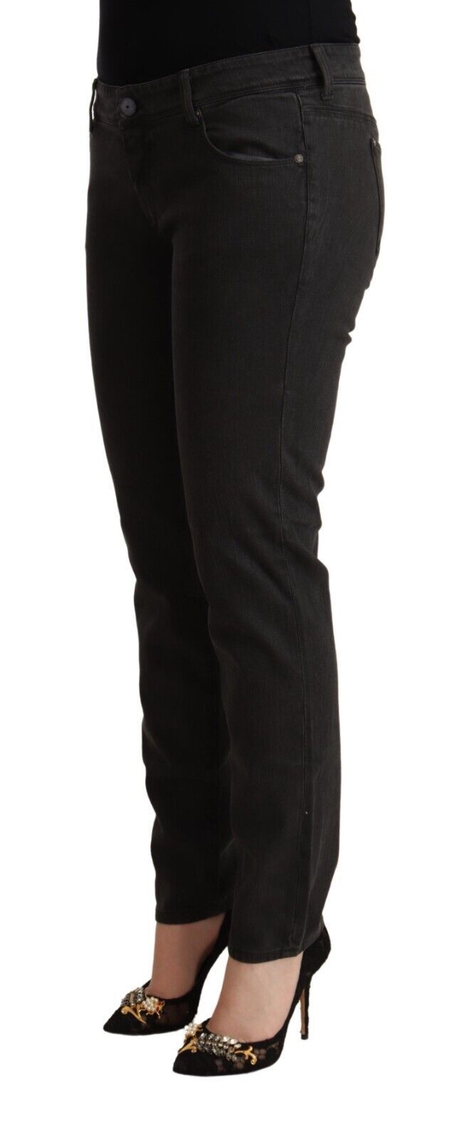 Svarta skinny jeans med låg midja och bomull