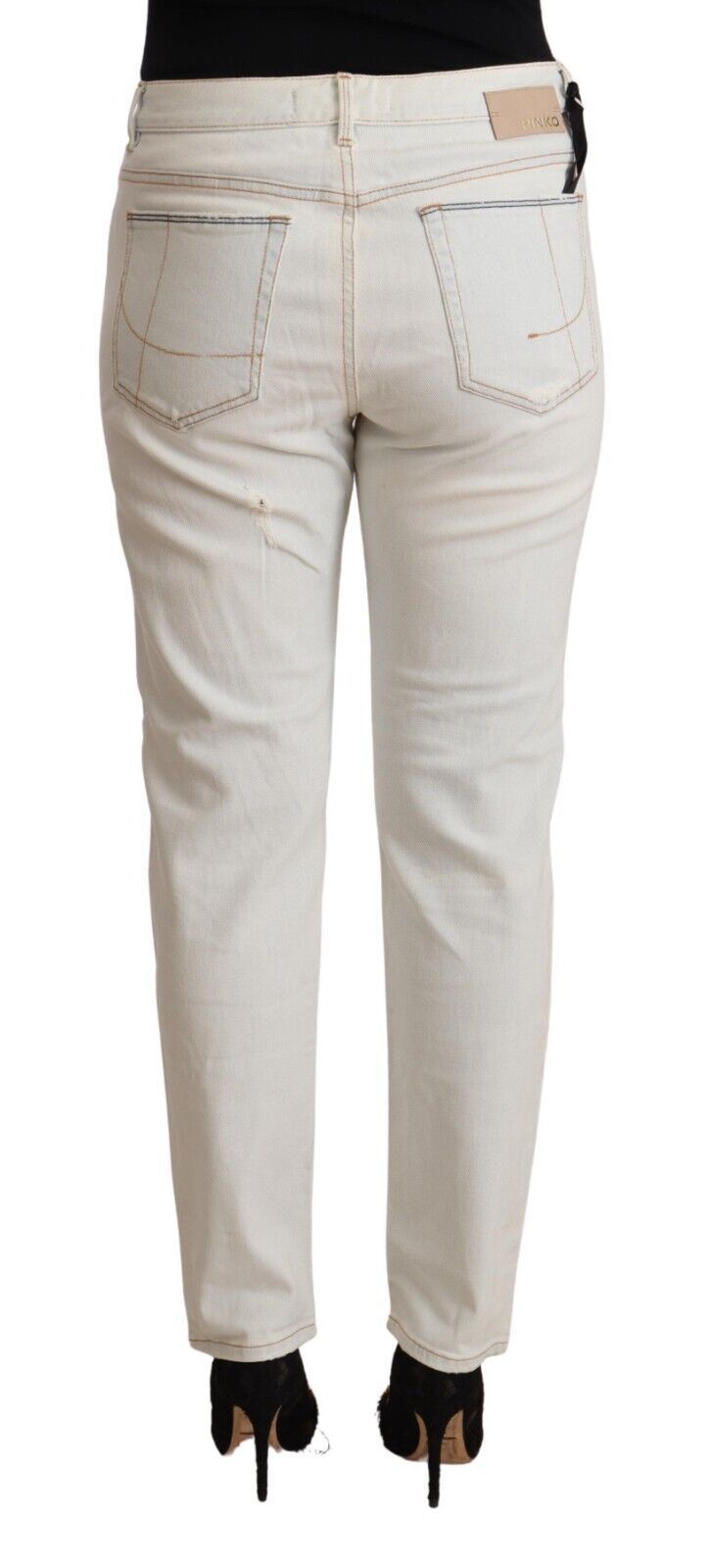 Vita bomullsslitna skinny jeans med medelhög midja