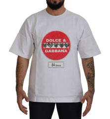 Dolce & Gabbana White Amor Heart Cotton Crewneck T-shirt
