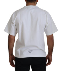 Dolce & Gabbana White Logo Print Cotton Crewneck T-shirt