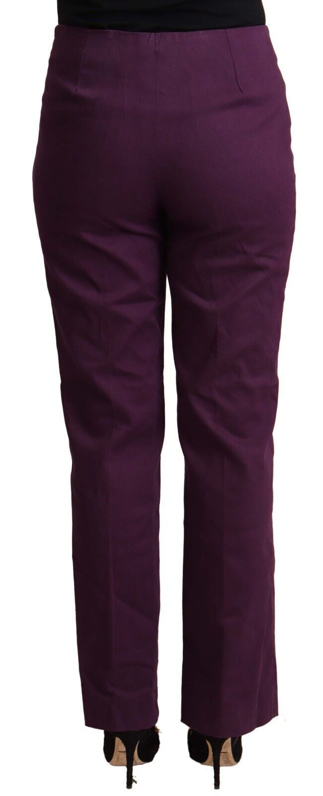 Violetta högmidjade avsmalnande casualbyxor