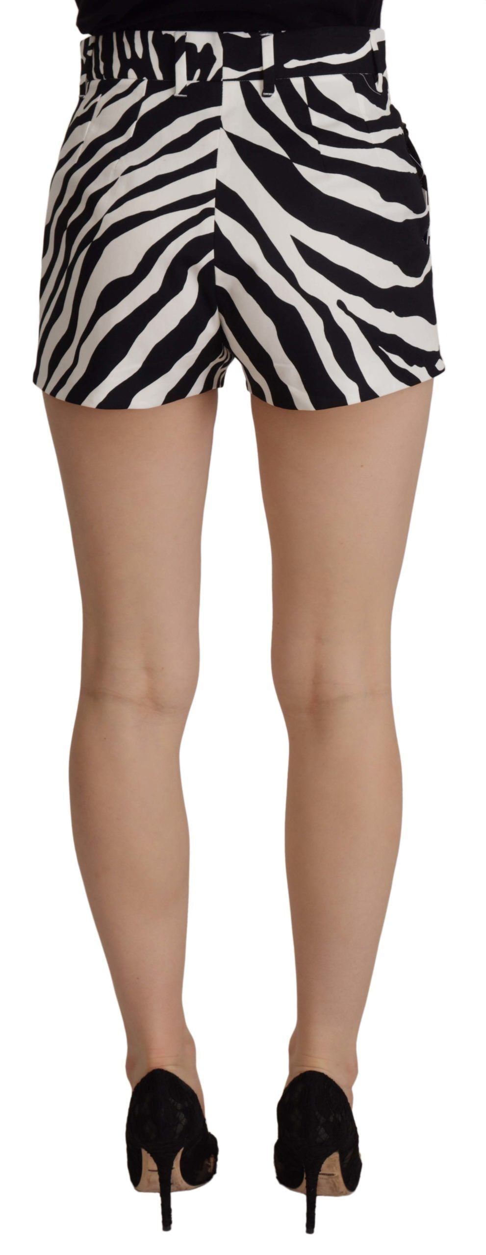 Svarta vita bomullsstretchiga hotpants-shorts