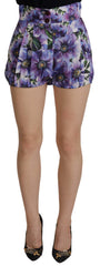 Dolce & Gabbana Purple Anemone High Waist Hot Pants Shorts