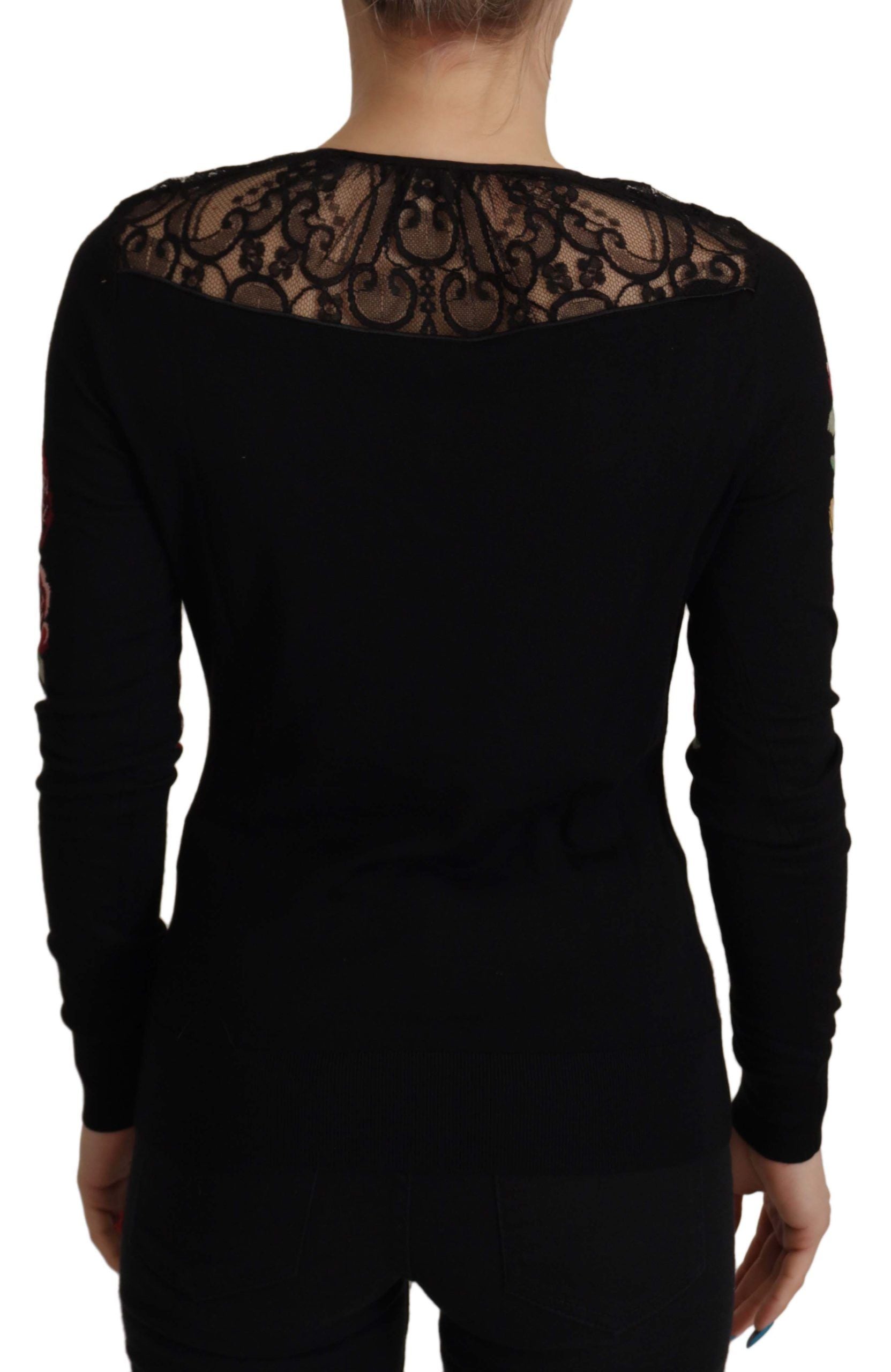 Svart blonde cardigan med engelroser